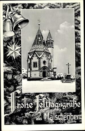 Seller image for Ansichtskarte / Postkarte Malschenberg Rauenberg in Baden, Kirche im Winter, Weihnachtsglocken for sale by akpool GmbH