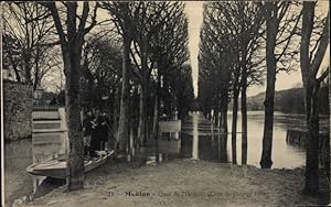 Ansichtskarte / Postkarte Meulan en Yvelines, Quai de l'Hospice, Crue de Janvier 1910