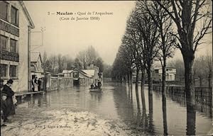 Ansichtskarte / Postkarte Meulan en Yvelines, Quai de l'Arquebuse, Crue de Janvier 1910