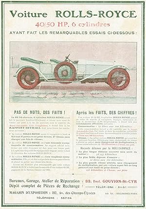 "ROLLS-ROYCE" Annonce originale entoilée LA VIE AUTOMOBILE 1911