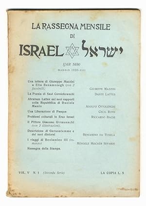 RASSEGNA (LA) mensile di Israel. Vol. V., N. 1. Ijar 5690. Maggio 1930.