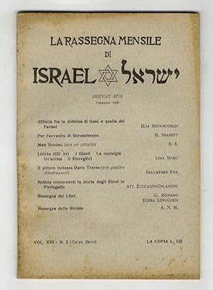 RASSEGNA (LA) mensile di Israel. Vol. XVI. N. 2 (Terza serie). Shevat 5710. Febbraio 1950.