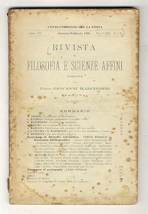 Rivista di filosofia e scienze affini, a. VII, vol. I (XII), n. 1-2, Gennaio-Febbraio 1905.