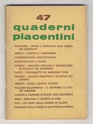 Quaderni Piacentini. Comitato di direzione: Piergiorgio Bellocchio (responsabile), G. Cherchi, F....