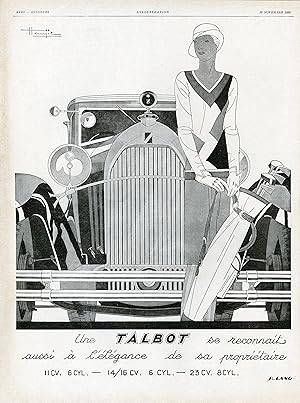 "TALBOT" Annonce originale entoilée illustrée par Marcel Jacques HEMJIC dans L'ILLUSTRATION (16/1...