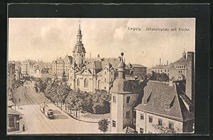 Bild des Verkufers fr Ansichtskarte Leipzig, Johannisplatz mit Kirche und Strassenbahn zum Verkauf von Bartko-Reher