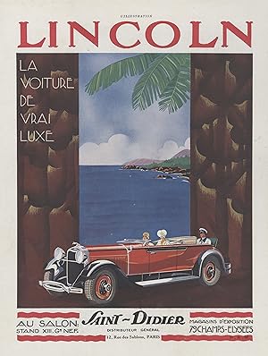 "LINCOLN"Annonce originale entoilée L'ILLUSTRATION années 20