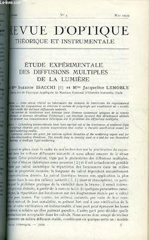 Seller image for Revue d'optique thorique et instrumentale n 5 - Etude exprimentale des diffusions multiples de la lumire par Suzanne Isacchi et Jacqueline Lenoble, Influence sur l'acuit visuelle de petites variations de puissance de l'oeil ou des verres correcteurs for sale by Le-Livre