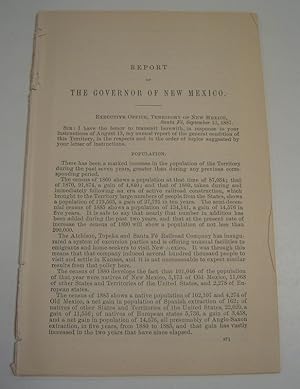 Image du vendeur pour Report of the Governor of New Mexico, September 13, 1887 mis en vente par Page 1 Books - Special Collection Room