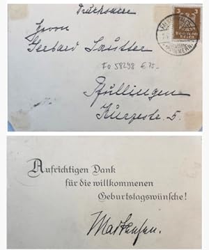 Postkarte (Danksagung) mit ORIGINAL-SIGNATUR von August Mackensen (gelaufen 1930?),