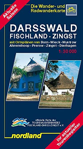 Bild des Verkufers fr Wander- u. Radwanderkarte Fischland - Darss - Rostocker Heide: Mit Ortsplnen von Born, Wieck, Wustrow, Ahrenshoop, Prerow, Zingst, Dierhagen (Deutsche Ostseekste) zum Verkauf von Allguer Online Antiquariat