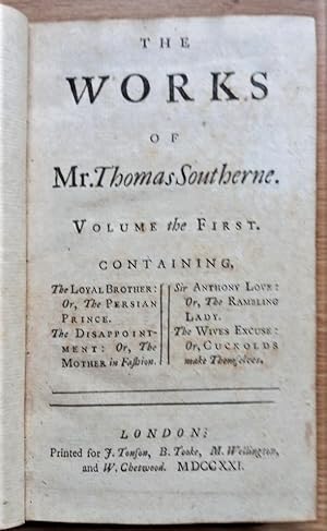 THE WORKS of Mr THOMAS SOUTHERNE (2 volumes)