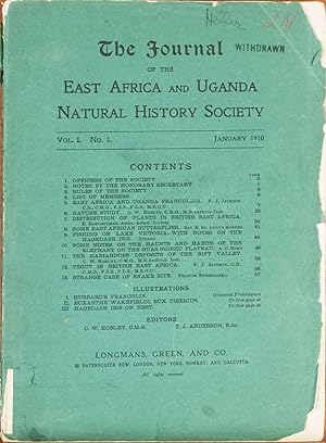 THE JOURNAL OF THE EAST AFRICA AND UGANDA NATURAL HISTORY SOCIETY