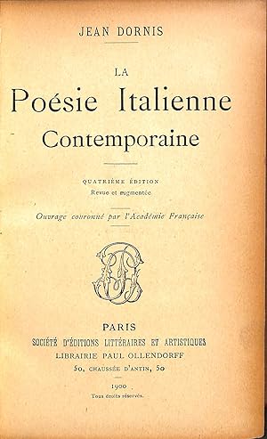 Image du vendeur pour La Poesie Italienne Contemporaine mis en vente par WeBuyBooks