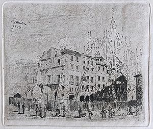 Seller image for Demolizione dell'isolato Rebecchino, Milano 1875 for sale by Il Bulino Antiche Stampe srl