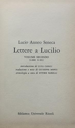 Immagine del venditore per Lettere a Lucilio : volume secondo (libri X-XX) venduto da TORRE DI BABELE