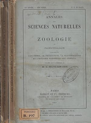 Bild des Verkufers fr Annales des sciences naturelles zoologie et palontologie VIII srie tome V N. 2-3, 4-5-6 1897 zum Verkauf von Biblioteca di Babele
