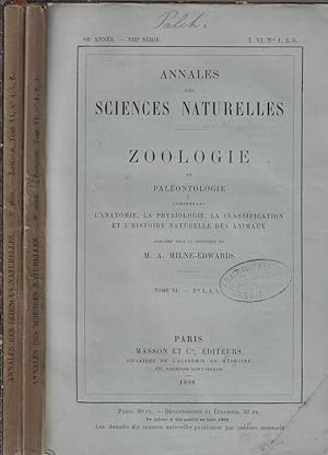 Bild des Verkufers fr Annales des sciences naturelles zoologie et palontologie VIII srie tome VI N. 1-2-3, 4-5-6 1898 zum Verkauf von Biblioteca di Babele