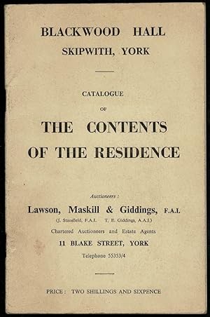 Blackwood Hall Skipworth, York: Catalogue of the Contents of the Residence