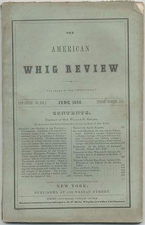 Bild des Verkufers fr Sir John Franklin and the Arctic Expeditions," and "William Seward," in The American Whig Review (June, 1850) zum Verkauf von Between the Covers-Rare Books, Inc. ABAA