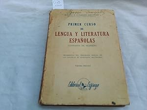 Imagen del vendedor de Primer curso de Lengua y Literatura Espaolas (Unidades de trabajo). Desarrollo del programa oficial de las escuelas de enseanza secundaria. Tercera edicin. a la venta por Librera "Franz Kafka" Mxico.