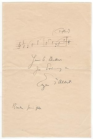 Autograph musical quotation signed from his masterpiece Tiefland