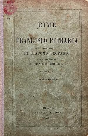Rime di Francesco Petrarca con l'interpretazione di Giacomo Leopardi