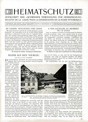 Bild des Verkufers fr Inhalt: Aus dem Thurgau. Bildunterschriften in deutsch und franzsisch;Heimatschutz / Ligue pour la Beaute - Zeitschrift der Schweizer Vereinigung fr Heimatschutz, VI. Jahrgang, Heft XII, Dezember 1911 zum Verkauf von Antiquariat Kastanienhof