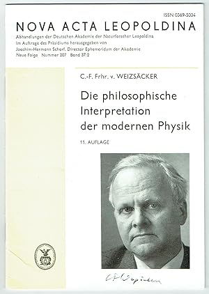 Eigenhändige Unterschrift auf Titelseite von Die philosophische Interpretation der modernen Phys...