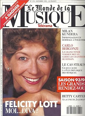 LE MONDE DE LA MUSIQUE N° 170. OCTOBRE 1993. FELICITY LOTT (en couverture)