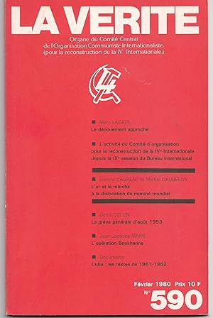 Immagine del venditore per La vrit n 590. Fvrier 1980. Organe du comit central de l'Organisation communiste internationaliste venduto da Librairie Franoise Causse