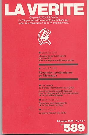 Imagen del vendedor de La vrit n 589. Dcembre 1979. Organe du comit central de l'Organisation communiste internationaliste a la venta por Librairie Franoise Causse