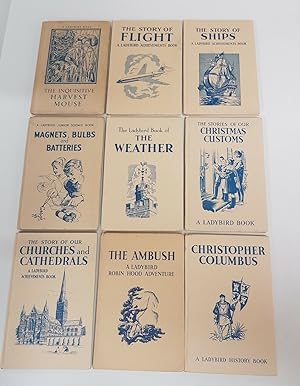 Seller image for The Inquisitive Harvest Mouse; The Ambush - A Ladybird Robin Hood Adventure; The Sleepy Water Vole; Ned the Lonely Donkey; The Ladybird Book of Pets; Flight One Australia - A Ladybird Book of Travel Adventure; What to Look for in Winter - A Ladybird Nature Book; Flight Two Canada - A Ladybird Book of Travel Adventure; The Story of Flight - A Ladybird Achievements Book; The Story of Railways - A Ladybird Achievements Book; Christopher Columbus - A Ladybird History Book; The Story of Sips - A Ladybird Achievements Book; Magnets, Bulbs and Batteries - A Ladybird Junior Science Book; The Ladybird Book of the Weather; The Story of Houses and Homes; The Stories of our Christmas Customs; The Story of our Churches and Cathedrals - 17 Books for sale by CURIO