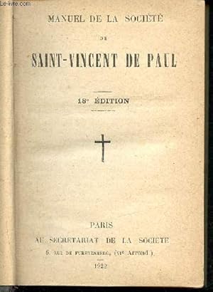 Bild des Verkufers fr Manuel de la socit de saint vincent de paul - 18me dition zum Verkauf von Le-Livre