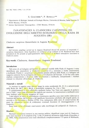 Tanatofacies a Cladocora caespitosa ed evoluzione dell'assetto ecologico della rada di augusta (SR).