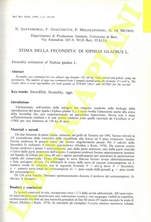Stima della fecondità di Xiphias gladius L. .