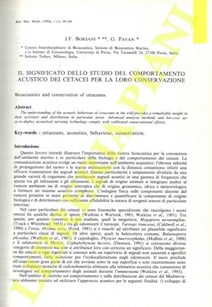 Il significato dello studio del comportamento acustico dei Cetacei per la loro conservazione.