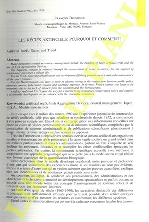 Imagen del vendedor de Les rcifs artificiels: pourquoi et comment. a la venta por Libreria Piani