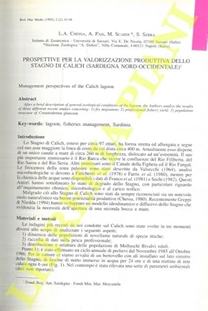 Bild des Verkufers fr Prospettive per la valorizzazione produttiva dello stagno dl Calich (Sardegna Nord-occidentale). zum Verkauf von Libreria Piani
