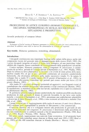 Produzione di astice europeo (Homarus gammarus L. Decapoda nephropidae) in Sicilia occidentale: s...