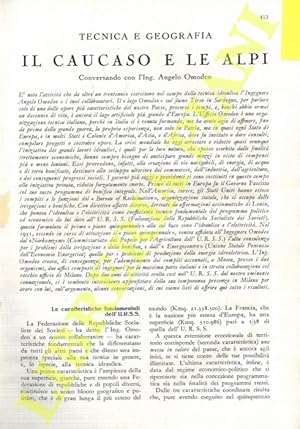 Il Caucaso e le Alpi. Asia Centrale Sovietica. Conversando con l'Ing. Angelo Omodeo.