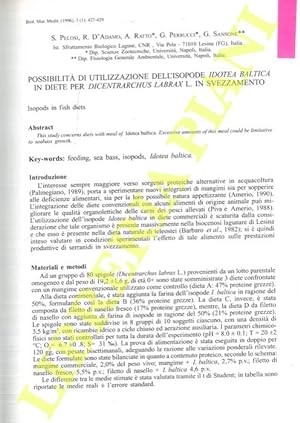 Possibilità di utilizzazione dell'Isopode Idotea baltica in diete per Dicentrarchus labrax L. in ...