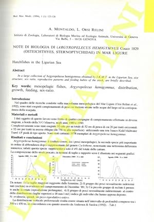 Note di biologia di Argyropelecus hemigymnus Cocco 1829 (Osteichtyes, Sternoptychidae) in Mar Lig...