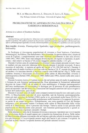 Immagine del venditore per Problematiche su Artemia in una salina della Sardegna meridionale. venduto da Libreria Piani