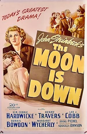 ORIGINAL ONE-SHEET MOVIE POSTER "THE MOON IS DOWN". LINEN BACKED