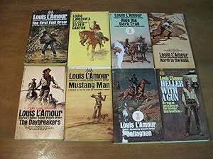 8 Louis L'Amour Paperbacks: Heller with a Gun; Callaghen; Mustang Man; The Daybreakers; North to ...