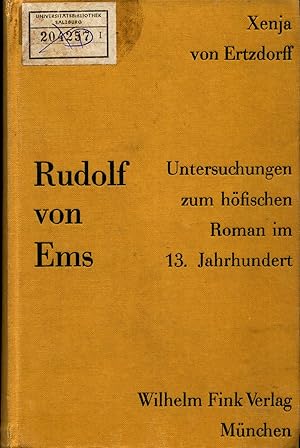 Bild des Verkufers fr Rudolf von Ems Untersuchungen zum hfischen Roman im 13. Jahrhundert zum Verkauf von avelibro OHG