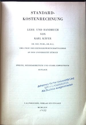 Seller image for Standard-Kostenrechnung: Lehr- und Handbuch. for sale by books4less (Versandantiquariat Petra Gros GmbH & Co. KG)