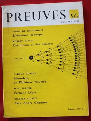 Image du vendeur pour PREUVES - Revue n56 (1955) Thomas Mann, A Chamson, Fernand Lger, Chaplin. mis en vente par Bouquinerie Spia
