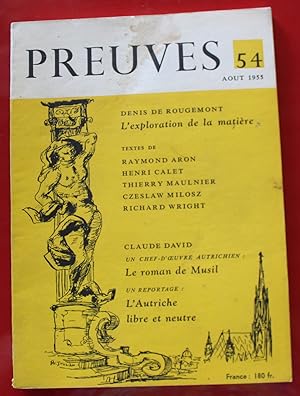 Image du vendeur pour PREUVES - Revue n54 (1955) R Musil, Hiroshige, Paris, Autriche, Japon. mis en vente par Bouquinerie Spia